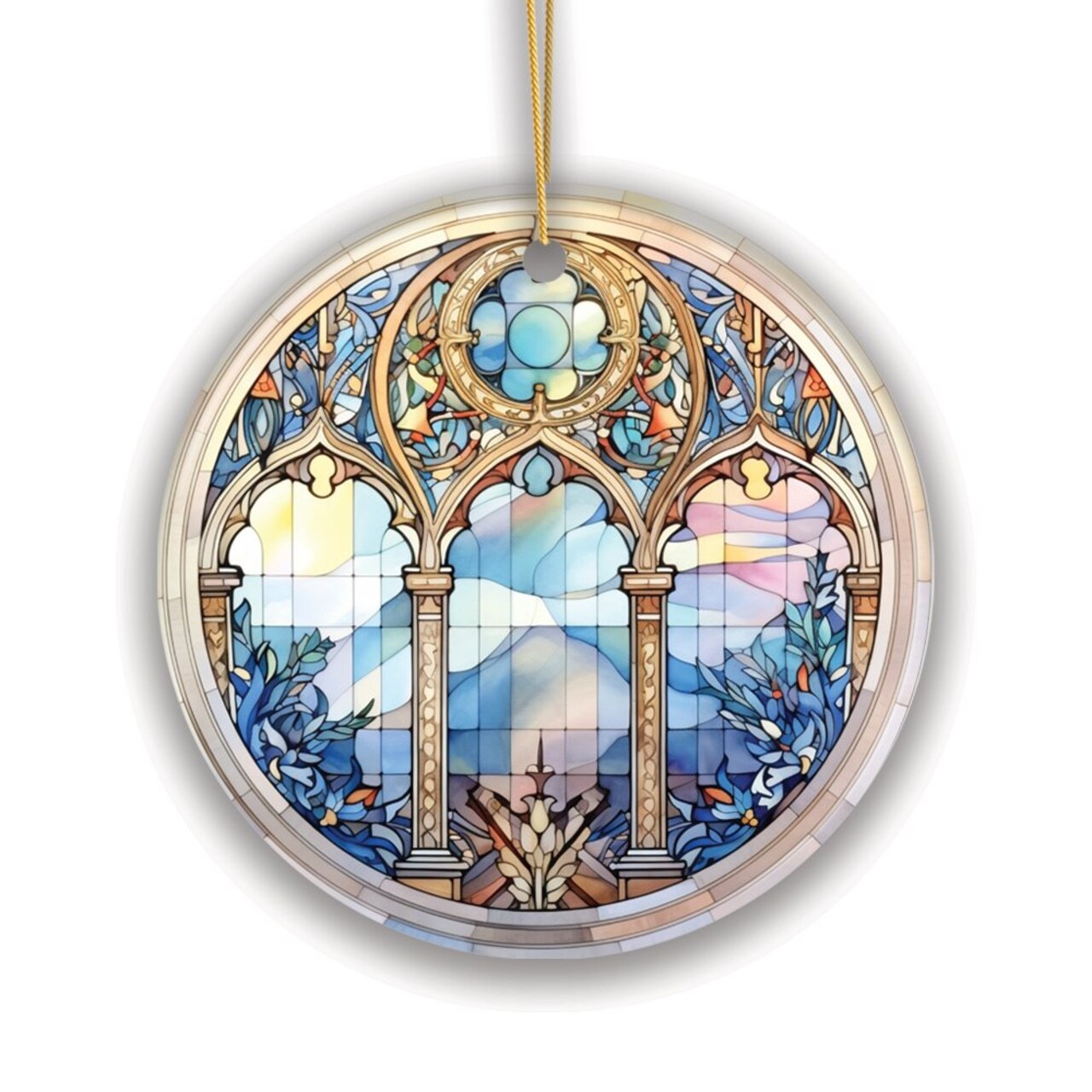 Suncatcher Window Stained Glass Style Ceramic Ornament, Christmas Gift and Decor
